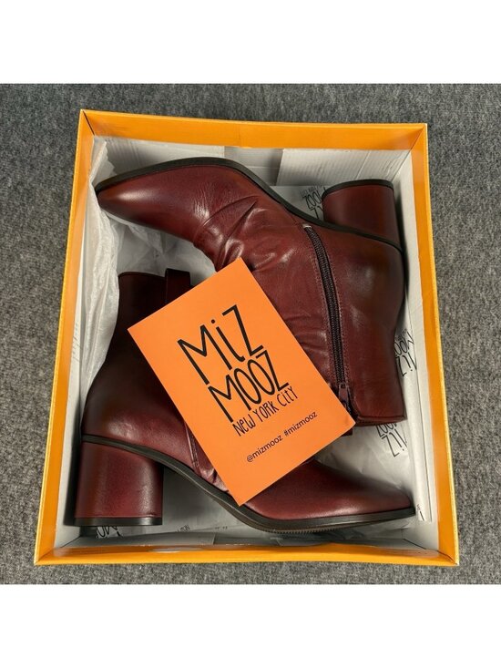 Miz Mooz Shoes - Miz Mooz Jared Bordeaux Leather Ruched Ankle Boots EU 38 US 7.5-8 NIB